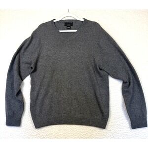 CEZANI Cashmere Sweater Mens Large Gray V Neck Business Casual Work Soft Preppy